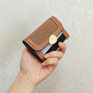 Classic Plaid Buckle Womens Card Holder Accordion Multi-Card Slot High Capacity Document Storage Bag Fashionable Youth Style