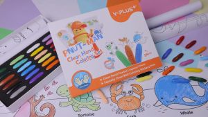 Bộ Sáp 12 Màu Hữu Cơ Dành Cho Học YPLUS+ PUT-MAN PEANUT Và Tranh Tô Dán Tường Với Khổ 15*300cm  - CP210600 Không Dính Tay An Toàn Cho Sức Khỏe Cam Kết Nhập Khẩu Chính Hãng