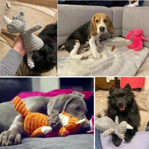 SKISOPGO Pet Dog Plush Animal Chewing Toy Wear-resistant Bite Resistant Squeaky Toys Cute Bear Fox Doll for Dog Puppy Teddy Interactive Toy