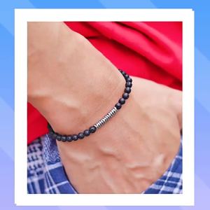 New 4mm Stone Bracelet Men Natural Volcanic Rock Tiger Eye Braslet Beaded Silver Color Hematite Elastic Braclet Pulsera Hombre
