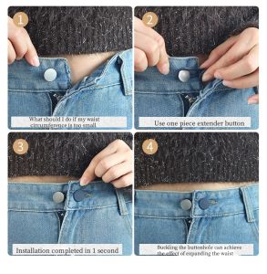Yingbao 2PCS Button Extenders for Jeans Jean Button Extender Button Extender for Pants Waist Extenders for Pants for Women for Men Pants Waist Extension Black Blue Khaki
