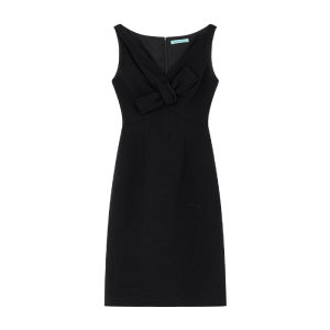 XXNING | Đầm Dài Elegance Vòng Cổ Pháp Nơ Xoắn eo
