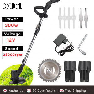 Cordless Grass Trimmer Lawn Mowers 12V Grass-Whacking Machine Lightweight Adjustable Height Metal Cutting Blade for Garden and Yard Bush Mowing Grass Lawn Pruning