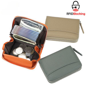 Hoàng gia Bagger RFID Organ đồ đựng thẻ để Nam Nữ da thật dung tích lớn Ví đựng xu thời trang ví có khóa kéo 1851