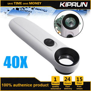 แว่นขยาย 40x เลนส์แก้วขยายอะคริลิค 2ไฟ LED Loupe เลนส์อะคริลิ เครื่องประดับเครื่องมือซ่อมแซมแผ่นกลม