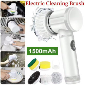 5pcs/Set Electric Cleaning Brush Kitchen Power Electric Cleaning Brush Handheld Scrubber Brush