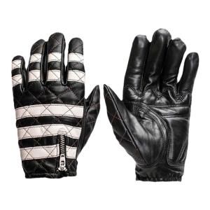 FOGY GARAGE | Black White Stripe Sheepskin Motorcycle Gloves