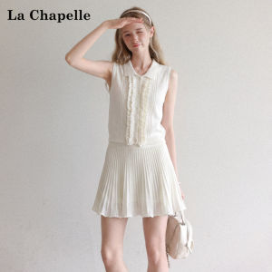 La Chapelle | Wood Ear Design Lace-Up Sleeveless Blouse and Skirt Set