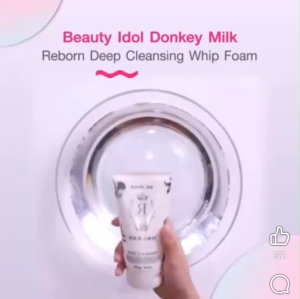 Sữa Rửa Mặt Tẩy Trang và Dưỡng Trắng Da 3in1 Beauty Idol Donkey Milk Reborn Thái Lan Deep Cleansing Whip Foam 120G