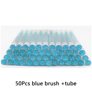 TDANCE 50pcs Disposable Eyelash Brushes with Diamond Reusable Eyebrow Brush Tube Replaceable Dust-proof Convenient Carry Makeup
