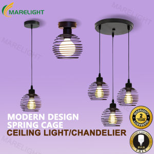 【Free Bulb】Spring Iron Cage Pendant Lights Modern Ceiling Light E27 Chandelier Living Room Kitchen Dinning Bar Hanging Lamp MARELIGHT