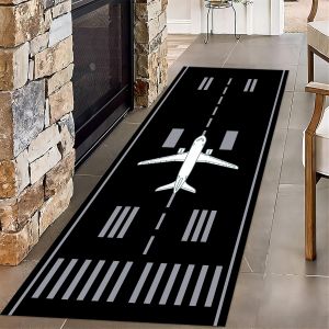 VIKAMA Airport Runway Creative Carpet Runway Line Childrens Room Playroom Walkway Applicable Aircraft Fan Theme Decoration