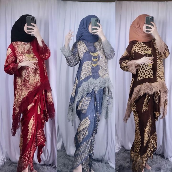 BAJU KURUNG PARIO LACE VISCOSE SEMI SUTERA☑️KURUNG LIPAT BATIK