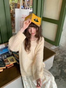 NIHAOKANONG | Áo Sweater Len Alpaca Dệt Thưa Mẫu Lỗ