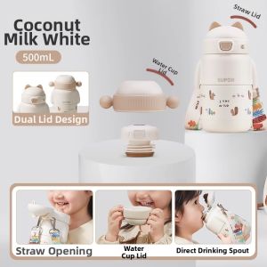 Supor | water bottle Children Double Lid Insulated Bottle 316L Stainless Steel with Straw