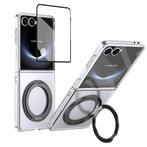 Kelapa | 360 Magnetic Clear Phone Case for Samsung Galaxy Z Flip 8 7 6 5 4 3 5G Flip7 FE Shockproof for Magsafe Kickstand Screen Cover