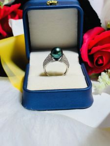 Nhẫn ngọc trai nuôi màu xanh 95mm