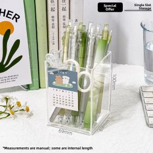 Acrylic Desktop Organizer Box Large Capacity Multi-functional Office Desk Pen Holder Transparent Grid Frame Stationery Storage Bin