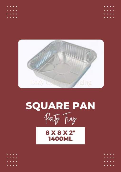 10 pcs 8x8 Square Aluminum Pan with plastic lid / Party Tray / Catering