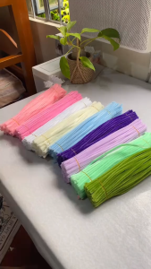 100pcs Bundle 8mm x 30cm Fuzzy Wire Assorted Colors Soft & Flexible DIY Crafts School Projects