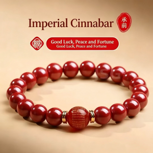 Natural Cinnabar Mantra Lucky Bracelet Feng Shui Amulet Prosperity Purple Red Cinnabar Reiki