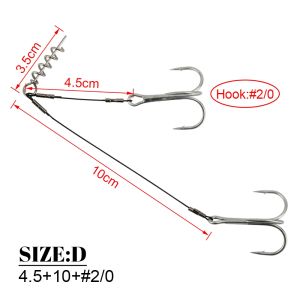 RoseWood Corkscrew Stinger Rig Fishing Hook Double Sharp Treble Hooks Pike Bass Fishhook High-Carbon Steel For Soft Lure Tackle