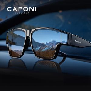 CAPONI Fit Over Sunglasse Polarized Men UV400 Goggles Night Vision Outdoor Driving Frame Cover Sun Glasses Discoloration BS36703