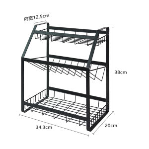 Kitchen Countertop Multi-layer Spice Storage Rack Stand Metal Rust-proof Home Use Oil Salt Sauce Organizer Nordic Style