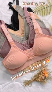 Bra Menyusu Coli Bersalin Seamless Deep V Maternity & Nursing Bra Pregnant Push Up Padded Cup