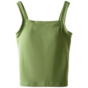 Pure Cotton Backless Bra Womens Summer Camisole Tank Top Inner Wear White with Chest Pad Base Shirt Female Design Sense