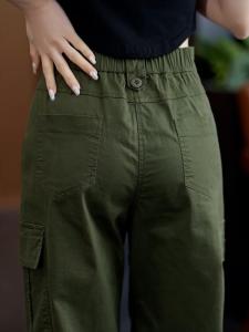 Military Green Slim Straight Workwear Pants Womens Style 2025 Autumn New Elastic Waist Slimming Casual Trousers