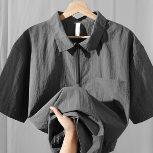 Áo Thun Polo Tay Ngắn Ice Silk Dáng Rộng Mùa Hè Cho Nam Nữ Thường Ngày Mỏng Thời Trang Nửa Tay Áo Dài Tay Phong Cách Mỹ