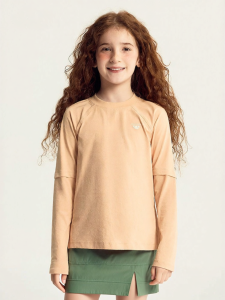 JOLLY BEAN | Quick-Dry Print Fake Two-Piece Long Sleeve Girls T-Shirt