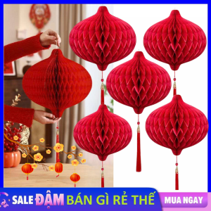 Đèn Lồng Đỏ Đèn Lồng Nilon Giọt Nước Chữ Phúc Treo Trang Trí Lễ Tết May Mắn Chống Nước - Đèn Lồng Siêu Thị Quán Cà Phê Phong Cách Lễ Hội Truyền Thống / Đèn Lồng Đỏ Tổ Ong Decor Tết