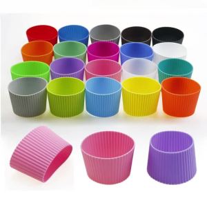 JCD Silicone Cup Sleeve Heat Insulation Coffee Cup Cover Ceramic Cup Cover Non-slip Bottle Sleeves Stripe Mug Case