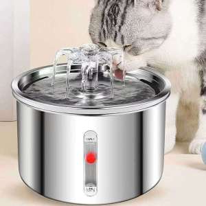 Smart Pet Water Fountain Stainless Steel 2L Automatic Water Dispenser For Cat Dog Bird With Ultra-Quiet Pump And Water Level Window