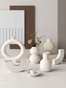 Vase Ceramic Vase Dry Flower Holder Home Decorative Items Soft Decoration Vase Ceramic Material Cream Style Display Items
