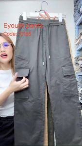 Eyouth 10165 Women Straight-Leg Drawstring Cargo Pants