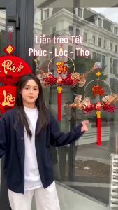 Vòng Treo Tết Có Đèn LED Trang Trí Treo Cửa Treo Tường – Decor Tết Có Đèn LED Chữ Phú / Lộc / Thọ / Tết May Mắn