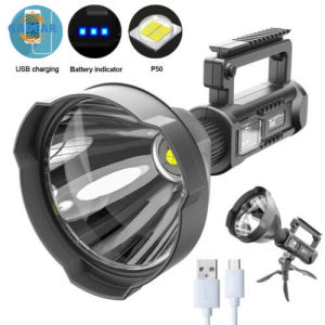Senter Sorot Super Bright 8000 Lumens Big Lamp LED XHP50 USB Rechargeable Waterproof with Tripod