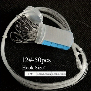 Ackibbik 50/40/30/25/20/15pcs Fishing Hooks Jig Worm Hooks Fish Hook Sub Line Hook Barbed Hooks String Fishhooks Pesca