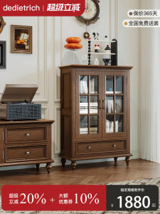 American Country Style Solid Wood Wine Cabinet Double Door Dining Room Living Room Storage Furniture Low Cabinet Organizer