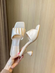 Womens High Heel Sandals Summer Fashion Gentle mid Heel Strappy Outdoor Wear Square Head Thick Heel Shoes Korean Style Low Cut