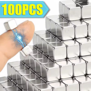 100PCS Mini Strong Magnets Silver Cube Magnets for Crafts Fridge Whiteboard Office Dry Erase Board Magnetic Block