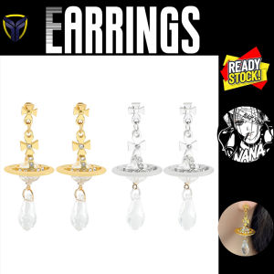 2023 Summer Nana Anime Vivienne Westwood French Saturn Crystal Long Earrings Diamond-Encrusted Dangling Eardrop Stud Personalized Trend Ins Y2K Hiphop Punk Women Accessories