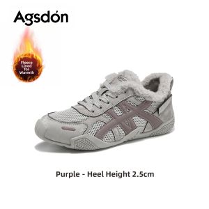 Agsdon | Retro Fleece-Lined Warm Womens Deck Sneakers