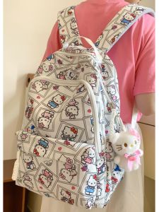 กระเป๋าเป้สะพายหลังลายแมวขนาดใหญ่ กระเป๋าใส่หนังสือแบบสะพายไหล่สองข้างสำหรับนักเรียนวัยรุ่นและนักศึกษาวิทยาลัย กระเป๋าสะพายไหล่ลายการ์ตูน KT น่ารัก