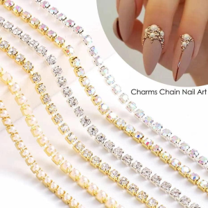 50cm Nail Art Diamond Chain Colorful Nail Charms deco ongles Nail Art Accessories Metal Steel Chain 3D Nail Art Decoration