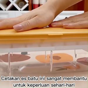 ONE-C873 Cetakan Es Batu Mode Tekan Press Dengan Wadah Free Sendok Plastik / Tempat Penyimpanan Ice Cube Container Pencetak Es Batu Anti Pecah