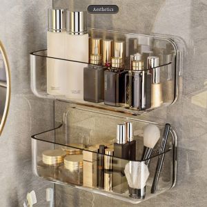 JIYAN2866 Wall-Mounted Hanging Drain Rack Waterproof Free Punch Bathroom Shelf Transparent Bathroom Storage Rack